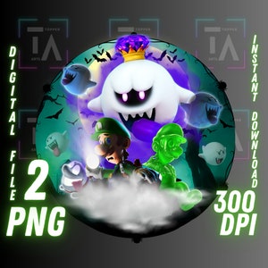 Luigi PNG Luigi Mansion 3 clipart Luigi Png Tumbler wrap Obraz Król Boo Wydrukuj Luigi koszulka Cyfrowa sztuka Mario, natychmiastowe pobieranie, do wydrukowania