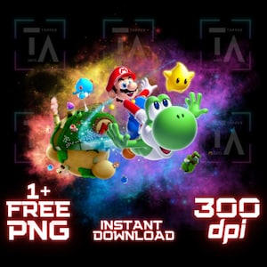 Super Mario Png, autocollant Mario bros clip art gobelet wrap image transparente art imprimable chemise sublimation fichier numérique Mario All star