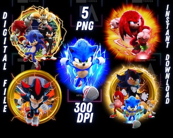 Sonic 3 Movie, Sonic The Hedgehog PNG Bundle, Imagenes Wall Art, Cricut, Sonic 3 png, Cake Topper, digital File, instant download,