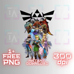 Legend of Zelda Png, Zelda and Link PNG Cricut T Shirt Sublimation Cake Topper clipart transparent image printable digital instant download