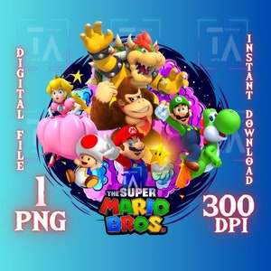 Super Mario PNG for Shirt | Mario Bros Clipart Bundle | Mario Birthday | Mario Wall Art | Digital Download for Cricut, Sublimation & Crafts