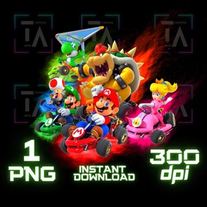 マリオカート PNG スーパーマリオカート クリップアート png マリオカート 印刷可能なウォールアート マリオカート Tシャツ 昇華 マリオカート デジタルダウンロードファイル