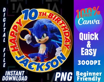 Sonic Birthday PNG Movie Clipart Bday Template Party Shirt Sublimation For Boys