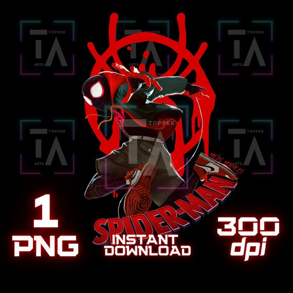 Spiderman Miles Morales PNG Super Hero Clipart Wall Art Sticker Digital Download