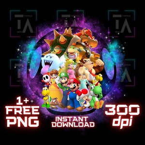 Super Mario PNG Mario Bros Digitale Datei Mario druckbare Wandkunst Mario Gamer-T-Shirt Design Mario Clipart Kinder Geschenk Mario Cricut Sublimation