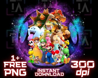 Super Galaxy PNG Bros Cartoon Movie TShirt Design Sublimation Printable Image Digital Download