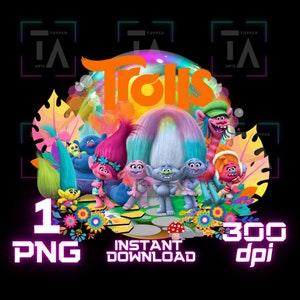 Trollen, png PNGEgg | Poppy, png-bestand | Filmclipart trollen | Shirtontwerp met trollen | Trolls-sublimatie, png-bestand | Digitale download Trolls voor kinderfeestje