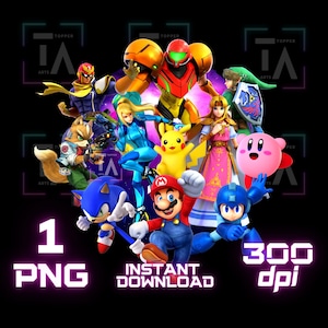 Super Smash Bro ultimative PNG Cricut T Shirt Sublimation Pin Aufkleber Kuchen Topper Clipart transparent Bild druckbare digitale sofort Download