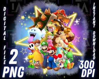 Super Cartoon Galaxy PNG Star Clipart Printable TShirt Sublimation Design Instant Download