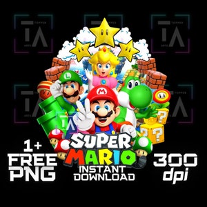Super Mario PNG, Mario Bros PNG, chemise Super Mario, haute qualité, Cricut, décoration de gâteau, téléchargement immédiat, Transparent, imprimable Mario, pêche