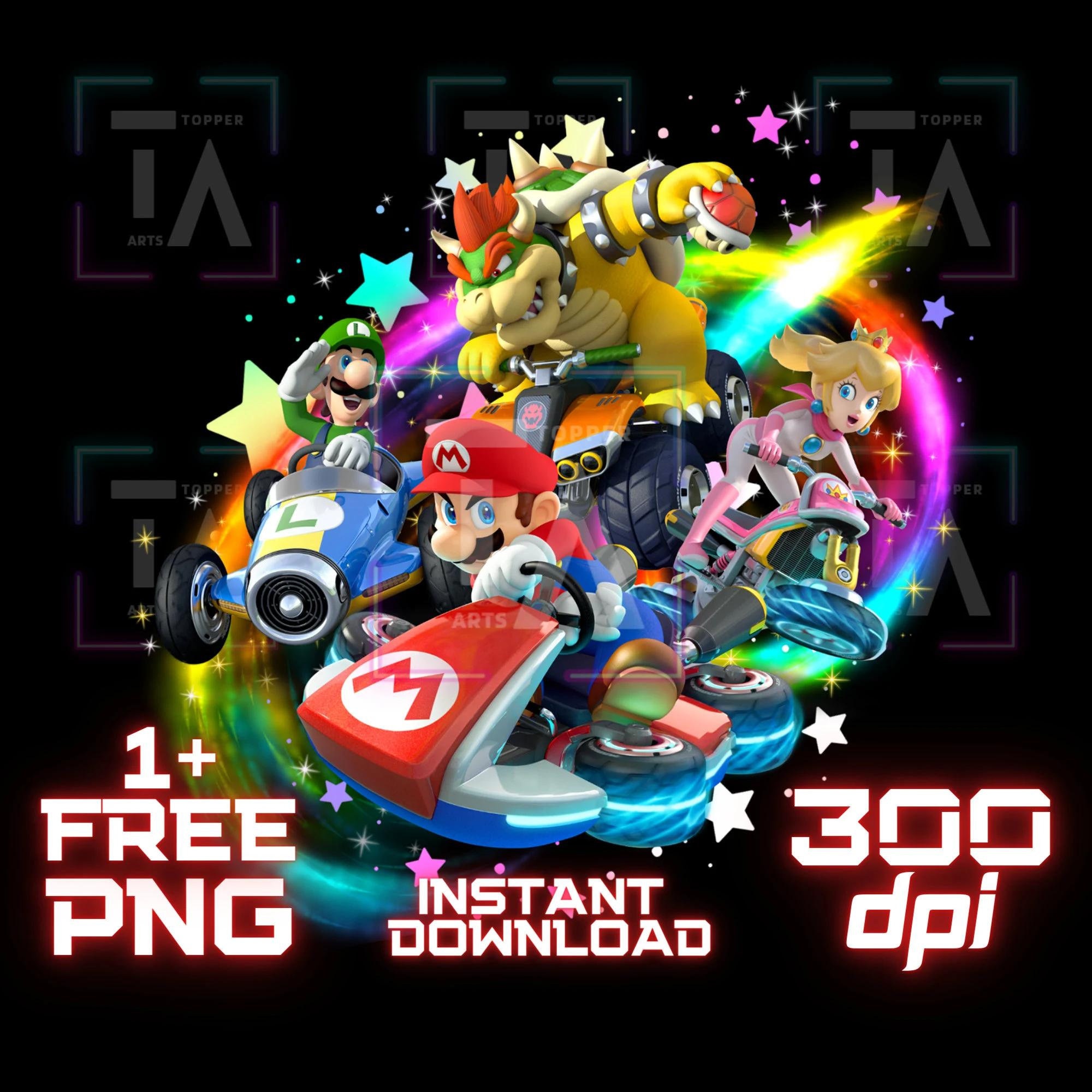 Mario Kart PNG Rainbow Road Clipart Printable Wall Art T-shirt