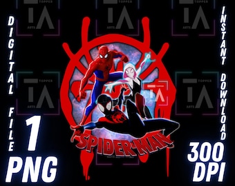Spiderman PNG Miles Morales Spiderverse Clipart Tshirt Sublimation Sticker Super Hero Digital Download