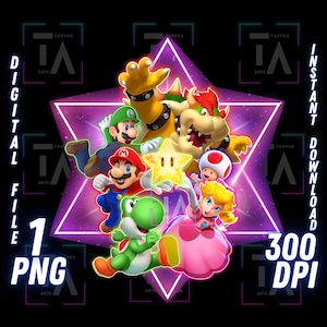 Super Mario PNG Super Mario Bros Clipart Art mural Super Mario Mario Téléchargement numérique Mario T-shirt Sublimation Mario Bro Art Mario imprimable