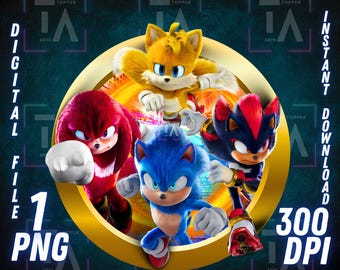 Sonic 3 Movie PNG the Hedgehog Printable Clipart, Room Decor Digital Download