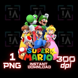 Super Mario Collage PNG Super Mario clipart image transparente imprimable cricut fichier numérique Téléchargement instantané chemise sublimation Tumbler wrap