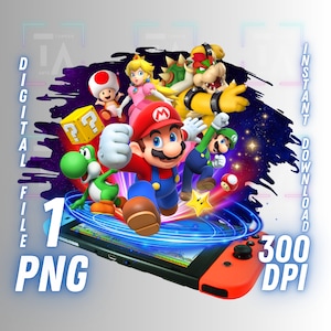 Super Mario PNG | Clipart Mario Bros | Fichier numérique pour t-shirts, Cricut, autocollants, art mural, décoration de fête | Téléchargement instantané