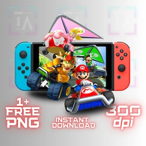 Mario Kart PNG, Mario Bros PNG, Koszulka Super Mario, Wysoka jakość, Cricut, Topper na tort, Natychmiastowe pobieranie, Przezroczysty, Mario do druku, Brzoskwiniowy