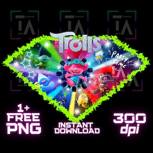 Trolls Movie PNG, trolls shirt png, Queen Poppy Png, Transparent Image, trolls png, digital file, instant download, Trolls Band together