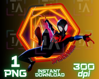 Spiderman Miles Morales PNG: Imagen prediseñada de Spider-Man del Spiderverse para sublimación de camisetas (descarga digital)