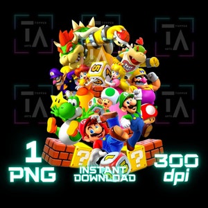 Super Mario PNG, Mario Bros PNG, chemise Super Mario, haute qualité, Cricut, décoration de gâteau, téléchargement immédiat, Transparent, imprimable Mario, pêche