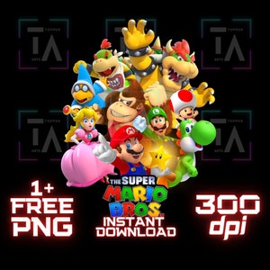 Super Mario PNG, Mario Bros PNG, chemise Super Mario, haute qualité, Cricut, décoration de gâteau, téléchargement immédiat, Transparent, imprimable Mario, pêche