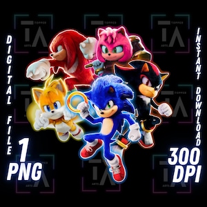 Sonic The Hedgehog PNG, Sonic 3 movie, Cricut, Printable Sticker, Cake Topper, Tee Shirt, Transparent Image, digital file, instant download