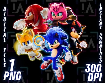 Sonic 3 Movie PNG Clipart Digital Wall Art Printable Sticker Design for Shirt Sublimation