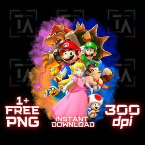 Super Mario PNG Clipart | Mario Bros Digital Download | Mario Birthday Party PNG | Sublimation for Shirts, Crafts, Cricut & More