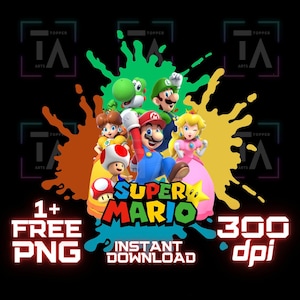 Mario Bros Png, Farbspritzer, Cricut, transparente Farbe, Druckbare Kunst, digitale Datei, Sofort Download, T-Shirt