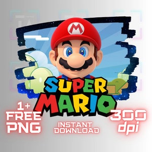 Super Mario PNG Cricut T shirt Sublimation clipart image transparente imprimable fichier numérique Téléchargement instantané Invitation anniversaire papier peint