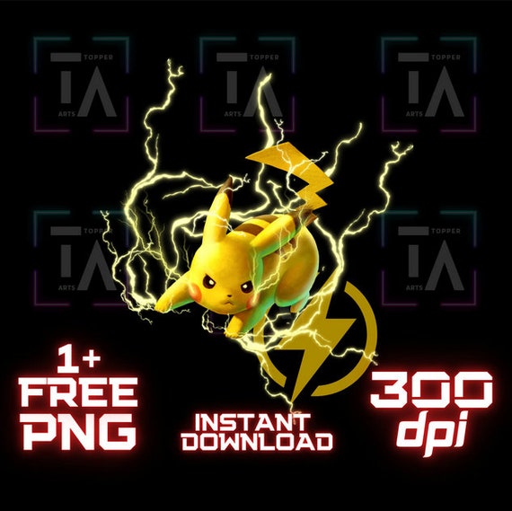 Pikachu PNG Poke mon Cricut T shirt Sublimation Sticker Wall Paper Clip art Tumbler Wrap Transparent Images Printable Digital Files Instant