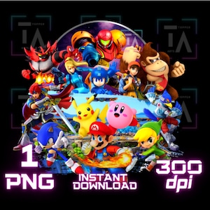 Super Smash Ultimate PNG Cricut T-shirt sublimatie pin sticker taart topper clipart transparante afbeelding afdrukbare digitale instant download