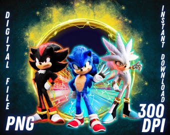 Sonic the Hedgehog PNG Shadow Silver Clipart T-Shirt Sublimation Digital Download File