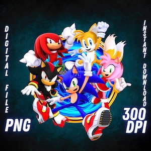 Sonic the Hedgehog PNG: Printable Clipart, Cake Topper (Digital Download