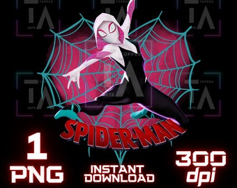 Spiderman Gwen Stacy Spiderverse Printable Image PNG For Girls Room Decor (Digital File)