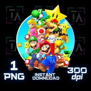 Mario Bros PNG Super Mario Printable, T-shirt Super Mario Sublimation, Mario pour Cricut, Sticker Clipart Mario, Transfert Thermocollant