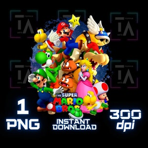 Super Mario PNG | Mario Bros Movie Clipart | Digital Download | Mario and Luigi PNG | Gamer Art | High-Quality Instant File