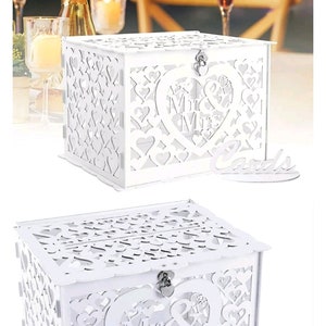 Caixa para cartão de casamento Mr & Mrs com fechadura e chave