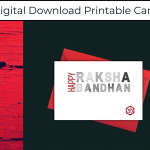 druckt Raksha Bandhan druckbare Karte | Sofortiger Download PDF | Indische Brudertagskarte | Digitaler Download PDF | 4X6 Blanko Grußkarte