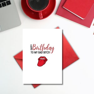Afdrukbare verjaardagskaart Bad Bitch voor bestie of vrouw | Leuke sarcastische kaart | Direct downloaden | Digitale downloadkaart | Blanco wenskaart