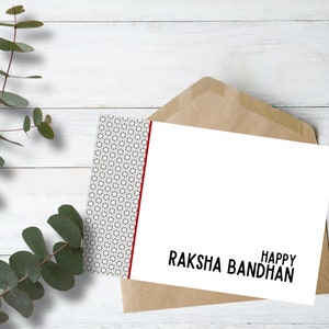 Schwarz und Weiß Print Raksha Bandhan druckbare Karte | Sofortiger Download PDF | Indische Brudertagskarte | Digitaler Download PDF | 4X6 PDF Karte