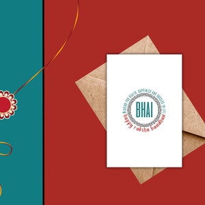 Einfache kreisförmige Bhai Raksha Bandhan druckbare Karte | Sofortiger digitaler Download | Indische Brudertagskarte | 4X6 Blanko Grußkarte
