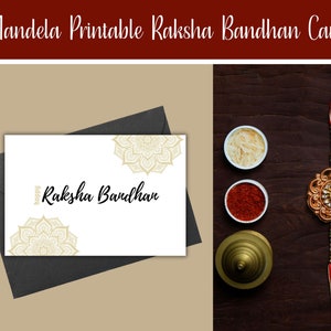 Biglietto d'auguri stampabile Mandela Raksha Bandhan / PDF scaricabile immediatamente / Biglietto d'auguri per la festa del fratello indiano / PDF scaricabile digitalmente / Biglietto d'auguri vuoto 4X6