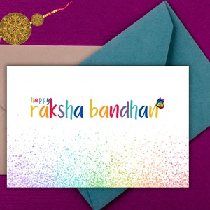 Bunte Raksha Bandhan druckbare Karte | Sofortiger Download PDF | Indische Brudertagskarte | Digitaler Download PDF | 4X6 Blanko Grußkarte