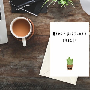 Tarjeta de cumpleaños sarcástica imprimible con cactus / Cumpleaños divertido / Descarga digital instantánea / Tarjeta de felicitación humorística para él / Tarjeta imprimible