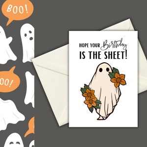 Halloween Geburtstagskarte | Oktober Geburtstagskarte | Sofortiger digitaler Download | Ich hoffe Dein Geburtstag ist das Blatt | Geist-Geburtstagskarte