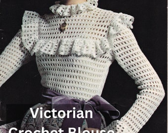 Vintage 1970s Crochet Victorian Blouse Pattern (PDF Pattern)