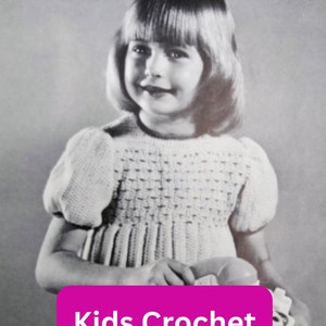 Vintage 1966 Girls Dress Crochet Pattern (PDF Download)