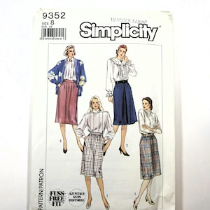 Simplicity Skirt Sewing Pattern 9352 | Skirt Sewing Pattern 3 Styles | Vintage 1980s Woman&#39;s Skirt Pattern UNCut Pattern Size 8