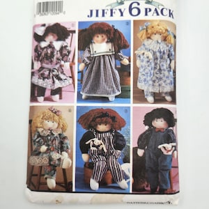Simplicity Dolls Craft Sewing Pattern 7650 | Dressed Dolls 22&quot;Dolls with 6 Outfit Patterns | Part Cut Sewing Pattern
